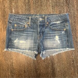 American Eagle Shortie Distressed Button Fly Cutoff Jean Shorts Size 2